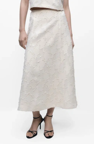 Mango Textured Flare Midi Skirt In Off White