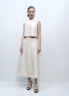 Mango Textured Flared Skirt Off White In Blanc Cassé