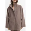 Mango Textured Fleece Cardigan In Brown