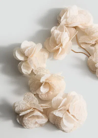 Mango Boucles D'oreilles Fleurs Texturées Beige - Femme - Taille Unique -  In Sand