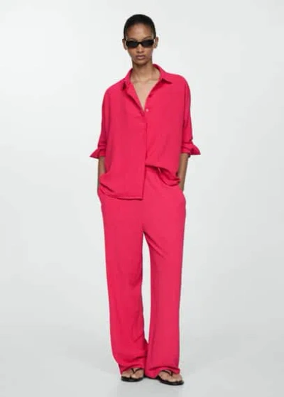 Mango Textured Flowy Blouse Strawberry