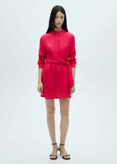 Mango Textured Flowy Dress Red