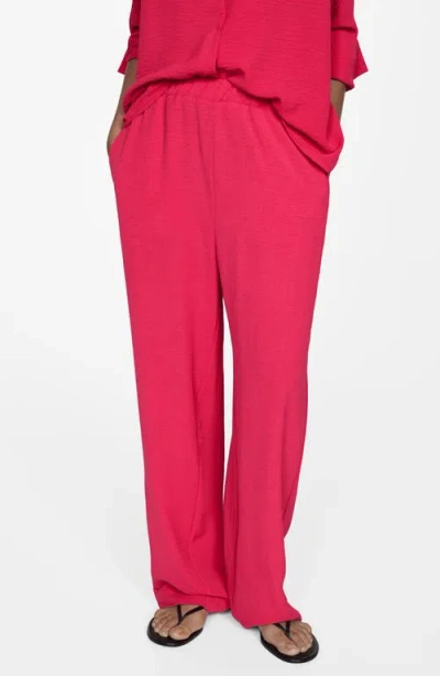 Mango Textured Flowy Pants In Strawberry