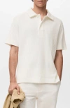 Mango Textured Knit Polo In White