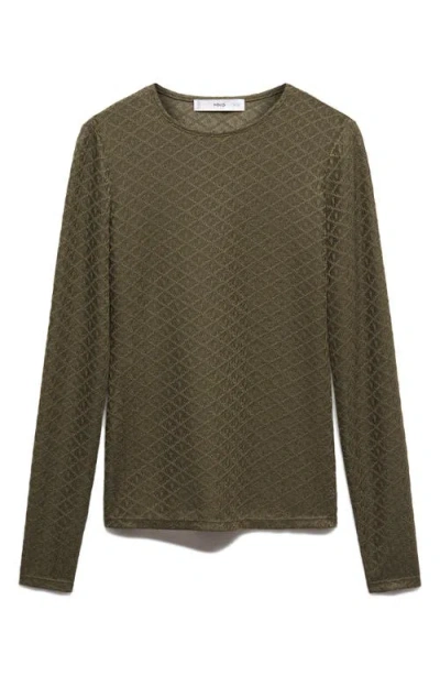 Mango Textured Long Sleeve T-shirt In Khaki
