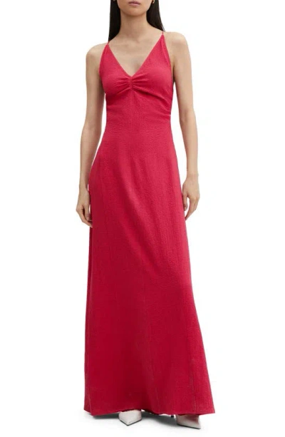 Mango Textured Dress With Opening Fuchsia