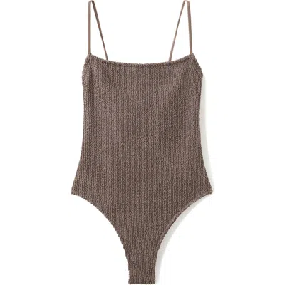 Mango Textured One-piece Swimsuit In Gray