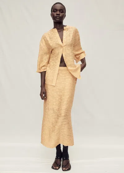 Mango Textured Oversize Shirt Ochre