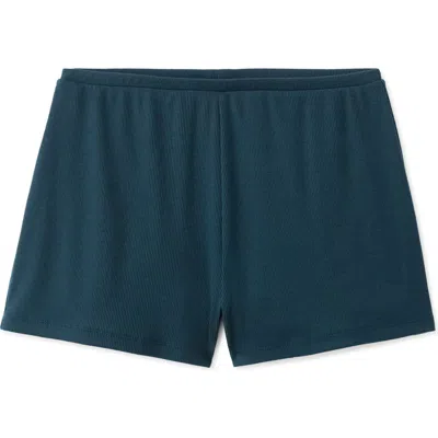Mango Textured Pajama Shorts In Blue