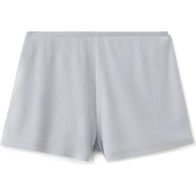 Mango Textured Pajama Shorts In Blue