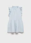 Mango Textured Ruffled Dress Sky Blue In Sky Blue