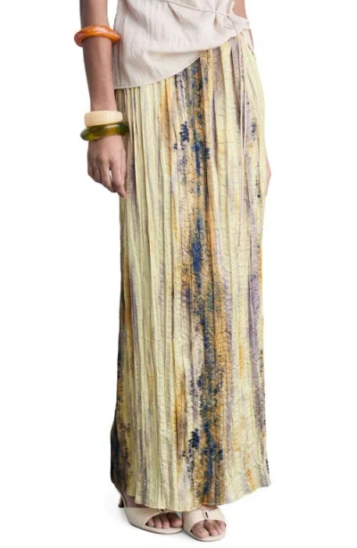 Mango Textured Satin Skirt In Yellow
