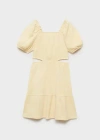 Mango Textured Short Dress Pastel Yellow In Pastel Yellow