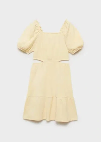 Mango Kids' Textured Short Dress Pastel Yellow
