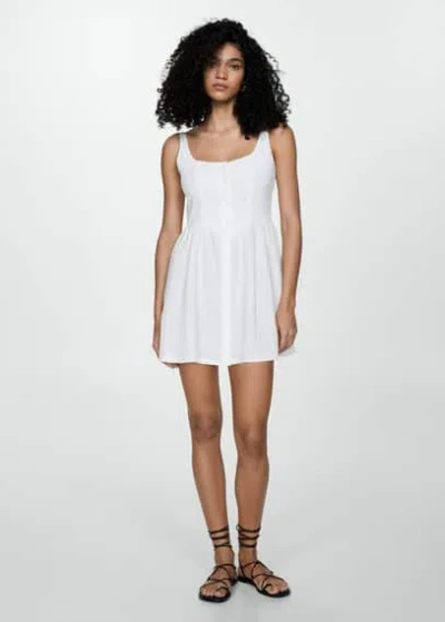 Mango Textured Short Dress White
