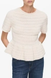 Mango Textured Short Sleeve Peplum Sweater In Neutral