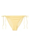 Mango Textured Side Tie Bikini Bottoms In Yellow