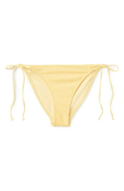 Mango Textured Side Tie Bikini Bottoms In Yellow