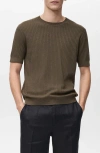 Mango Textured Stripe Knit Top In Brown