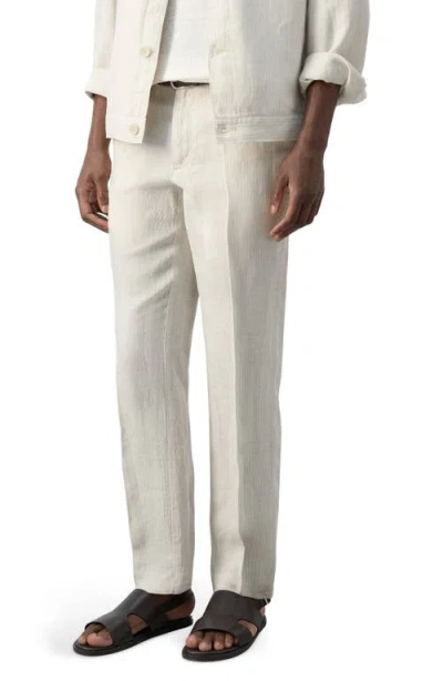 Mango Textured Stripe Linen Pants In Animal Print