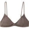 Mango Textured Triangle Bikini Top In Brown