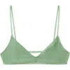Mango Textured Triangle Bikini Top In Green