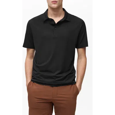Mango Thermoregulating Performance Slim Fit Stretch Polo In Black