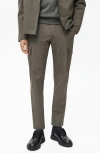 Mango Thermoregulating Slim Comfort Stretch Cargo Pants In Medium Green