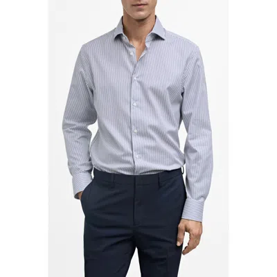 Mango Thermoregulating Slim Fit Poplin Button-up Shirt In Dark Navy