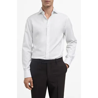 Mango Thermoregulating Slim Fit Poplin Button-up Shirt In White