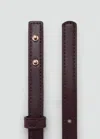 Mango Ceinture Fine Détail Métallique Bordeaux - Femme - S -  In Burgundy