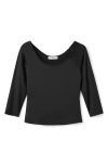Mango Three-quarter Sleeve Top In Black