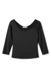 Mango Three-quarter Sleeve Top In Black