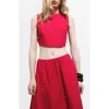 Mango Crop Top With Bow On The Back Red In Red