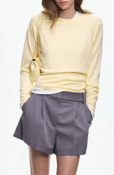 Mango Tie Back Detail Crewneck Sweater In Yellow