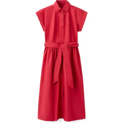Mango Tie Belt Shirtdress In Red