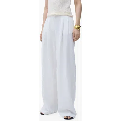Mango Tie Belt Wide Leg Pants In White