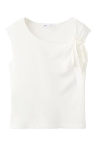 Mango Tie Cap Sleeve Sweater In White