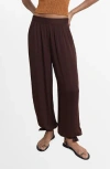 Mango Bow Linen Pants In Brown