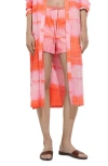 Mango Printed Shorts With Elastic Waist Orange In Orange