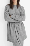 Mango Tie Front Longline Cardigan In Gray