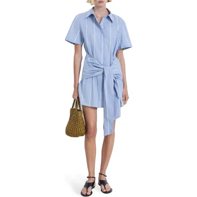 Mango Tie Front Shirtdress In Blue