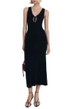Mango Tie Neck Sleeveless Maxi Dress In Blue