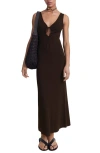 Mango Knitted Dress With Bow Neckline Chocolate In Black