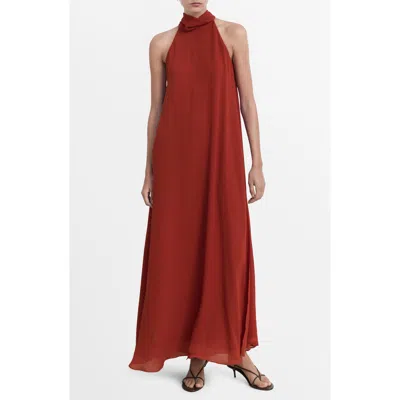 Mango Tie Neck Sleeveless Maxi Dress In Red