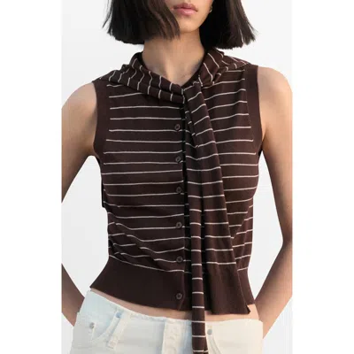 Mango Tie Neck Sweater Vest In Brown