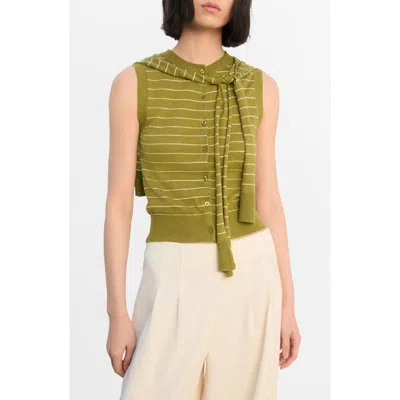 Mango Tie Neck Sweater Vest In Green