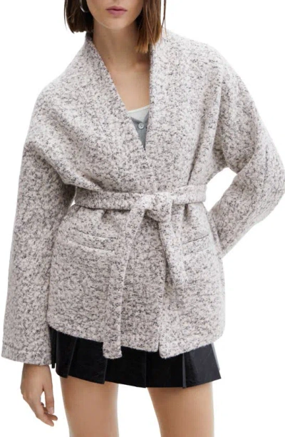 Mango Tie Waist Coat In Grey