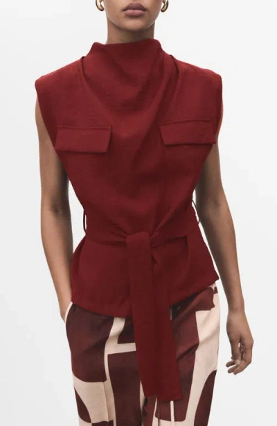 MANGO MANGO TIE WAIST DRAPE TOP