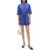 Mango Tie Waist Romper In Blue